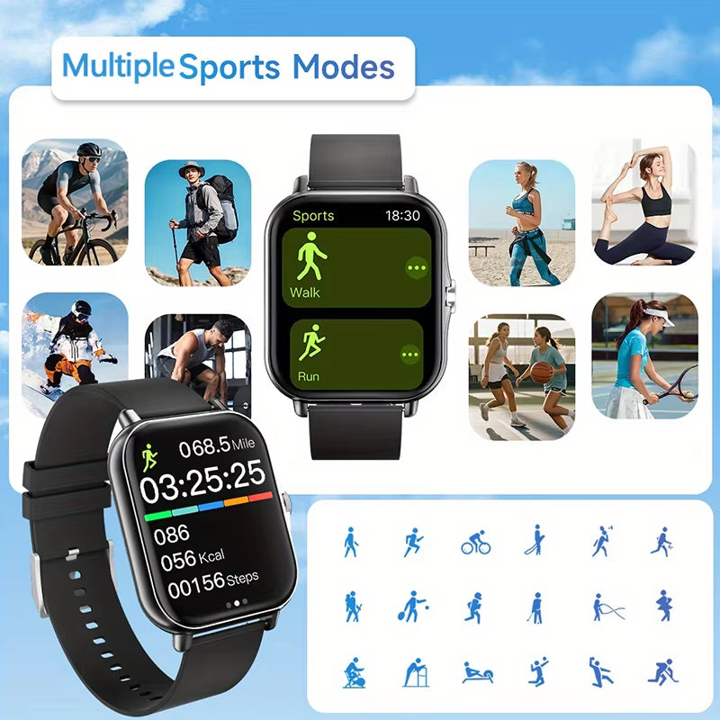 2025 Smart Watch - Bluetooth Call & Message Reminder, Full Touch Screen, Perfect Gift for Fitness Enthusiasts!
