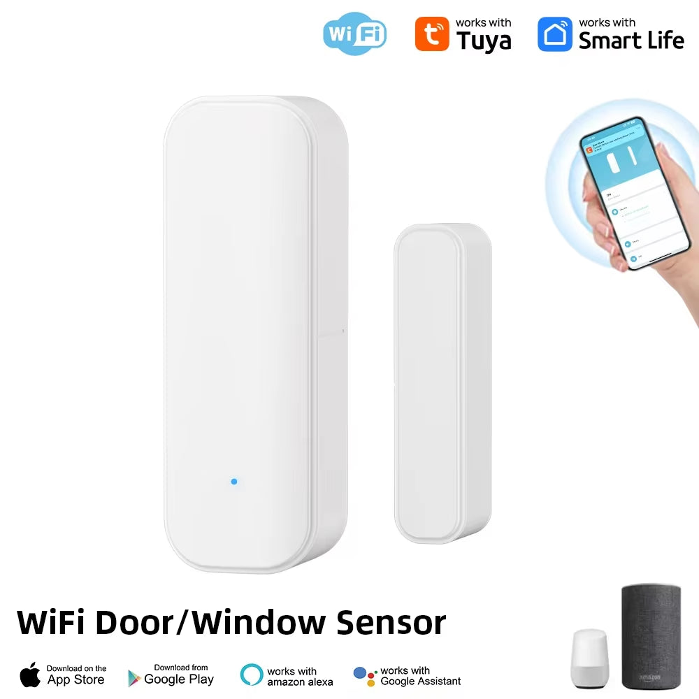 Smart Home Security Window & Door Sensor - Wifi/Zigbee, Voice Control with Alexa & Google Home, Battery Operated