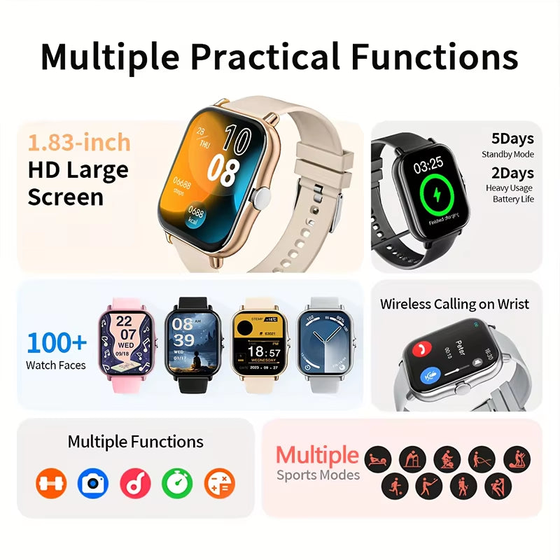 2025 Smart Watch - Bluetooth Call & Message Reminder, Full Touch Screen, Perfect Gift for Fitness Enthusiasts!
