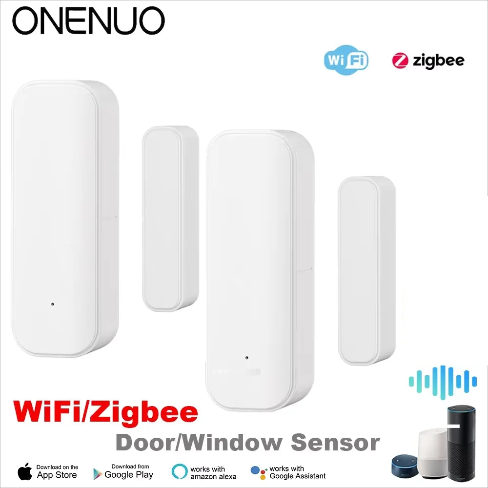 Smart Home Security Window & Door Sensor - Wifi/Zigbee, Voice Control with Alexa & Google Home, Battery Operated